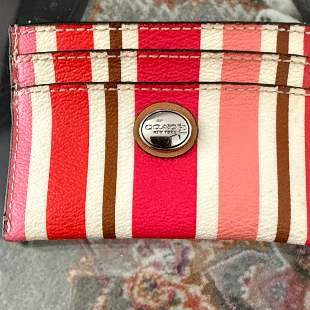Coach Multicolor Striped Card Holder
